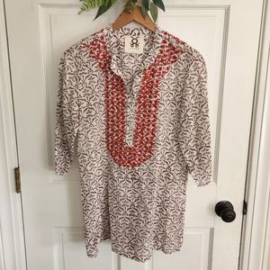 Figue Brown Leaf Beaded Tunic